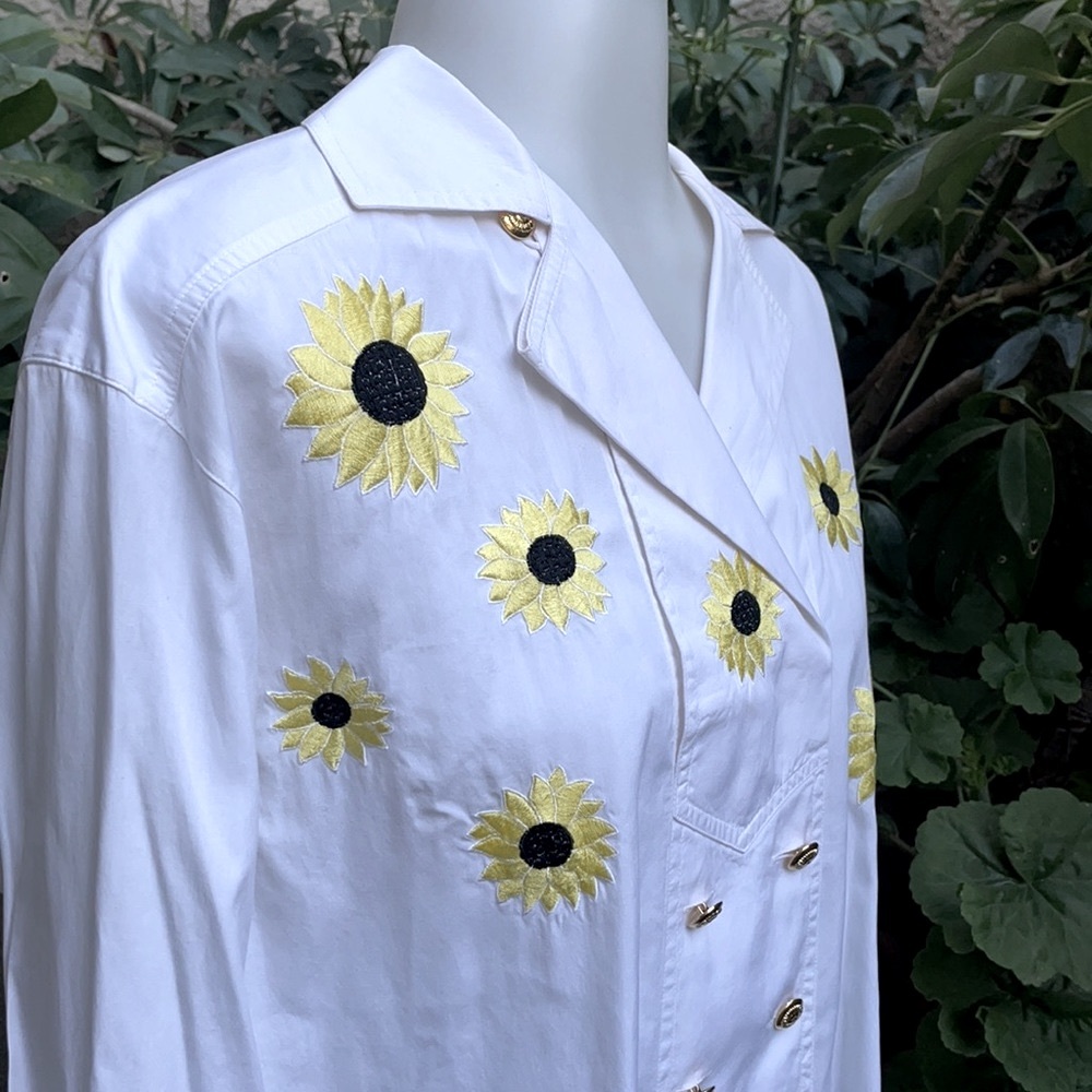 Vintage white Escada cotton long blouse